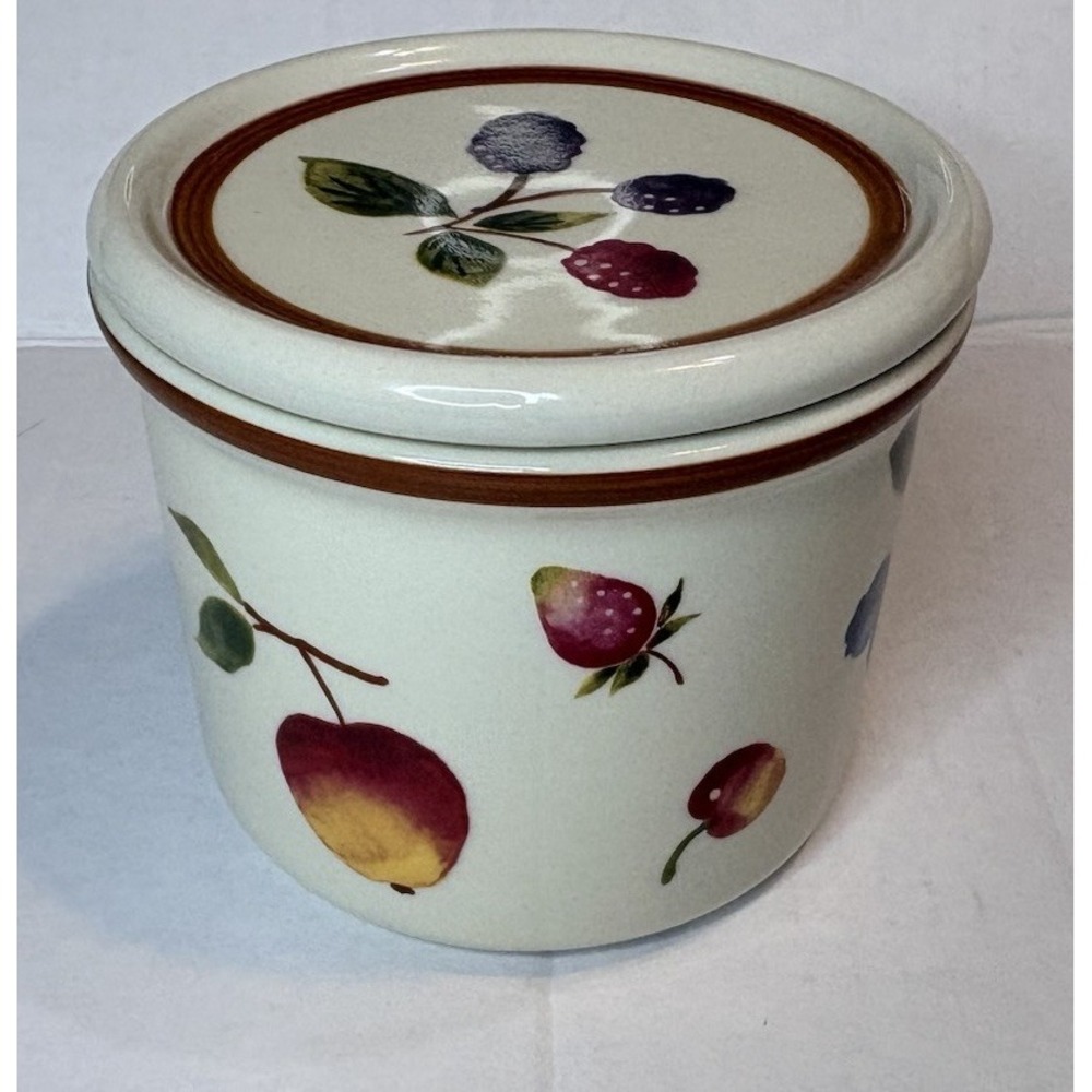 Longaberger Orchard Park Fruit Stoneware Covered Crock Canister w/ Lid Multiuse